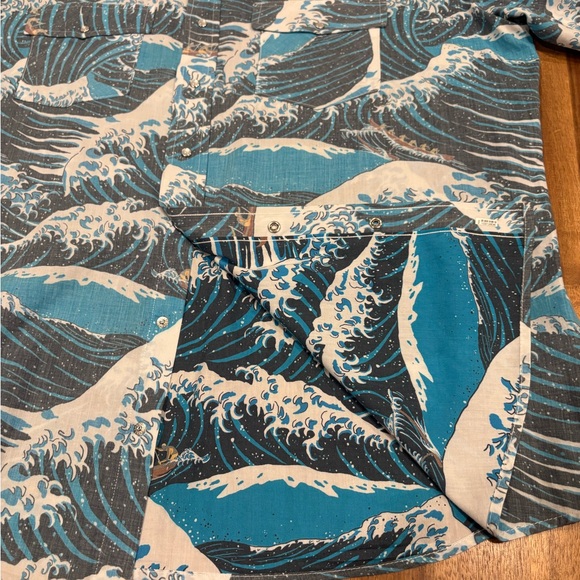 Men’s Western Aloha Wave Print Pearl Snap Shirt XXL Hawaiian Surf Button Up - Picture 2 of 13